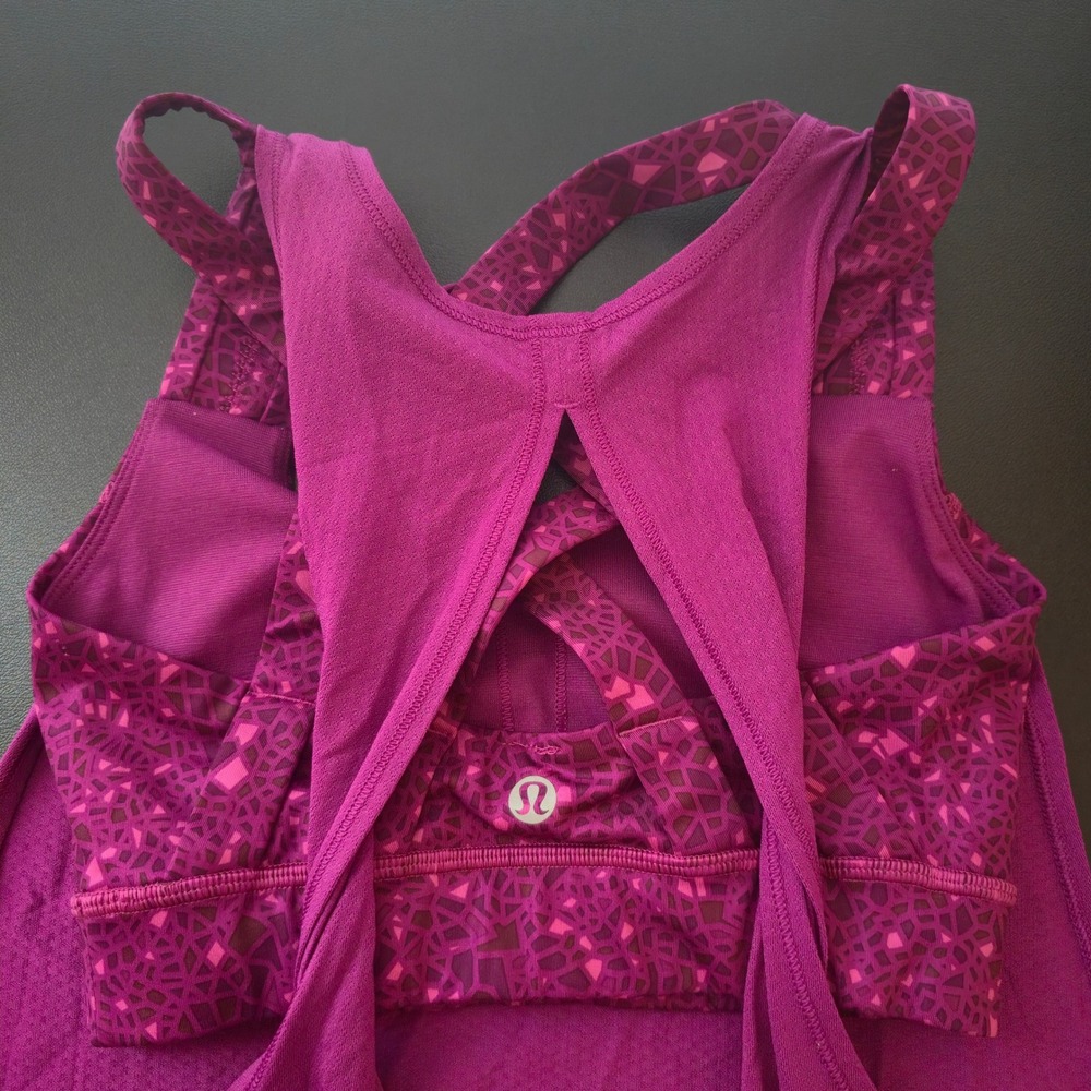 Lululemon 2-in-1 Strappy Back Tank Top with Built-in Sports Bra Berry Purple 2